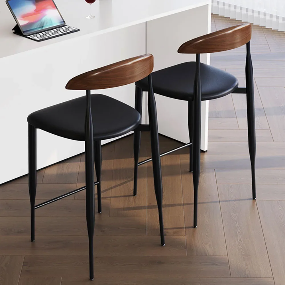 Modern Comfortable Bar Stools Aesthetic Counter Designer Ergonomic Makeup High Dining Chair With Back Balcony Library Furniture