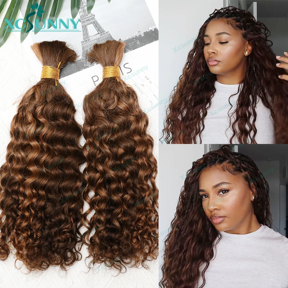 Cabelo humano em massa para trança encaracolado solto trança profunda extensões de cabelo cor 30 4 cabelo humano em massa para tranças duplo desenhado