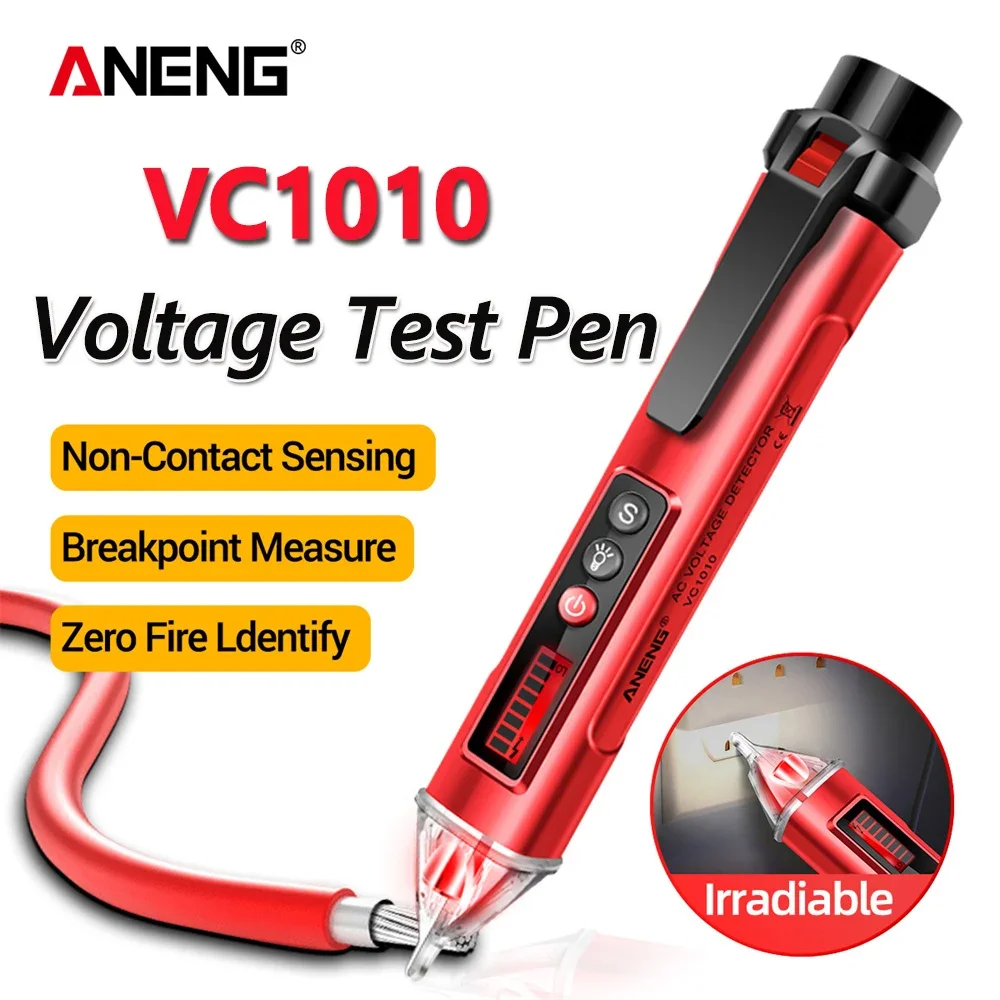 ANENG VC1010 Detector de voltaje Digital pluma probadora 12-1000V sin contacto voltios voltaje CA línea de fuego cero herramientas de prueba de Sensor eléctrico