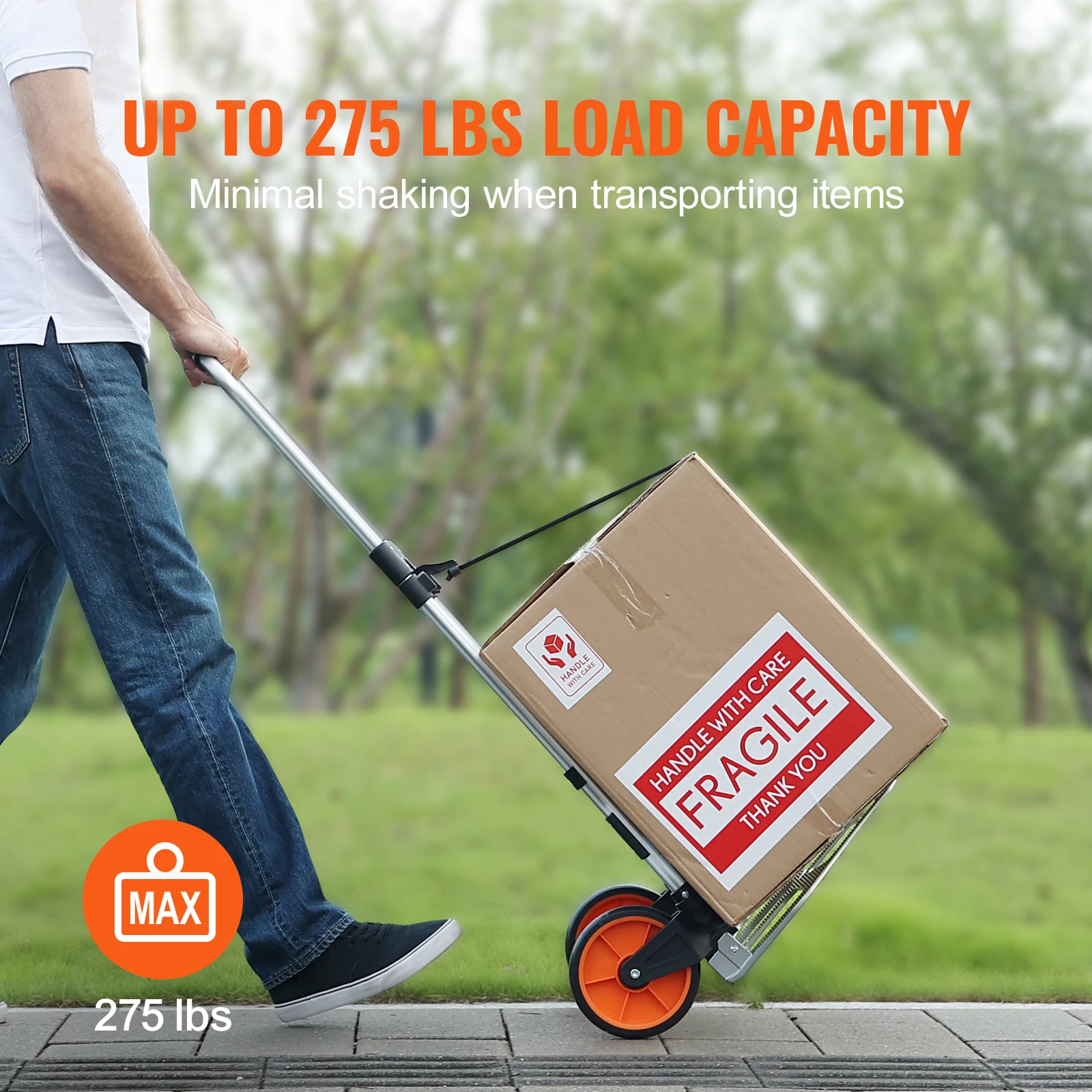 SucceBuy 275/309 lbs Folding Hand Truck Portable Unity Cart Dolly with Telescoping Handle and Binding Rope for Moving Warehouse