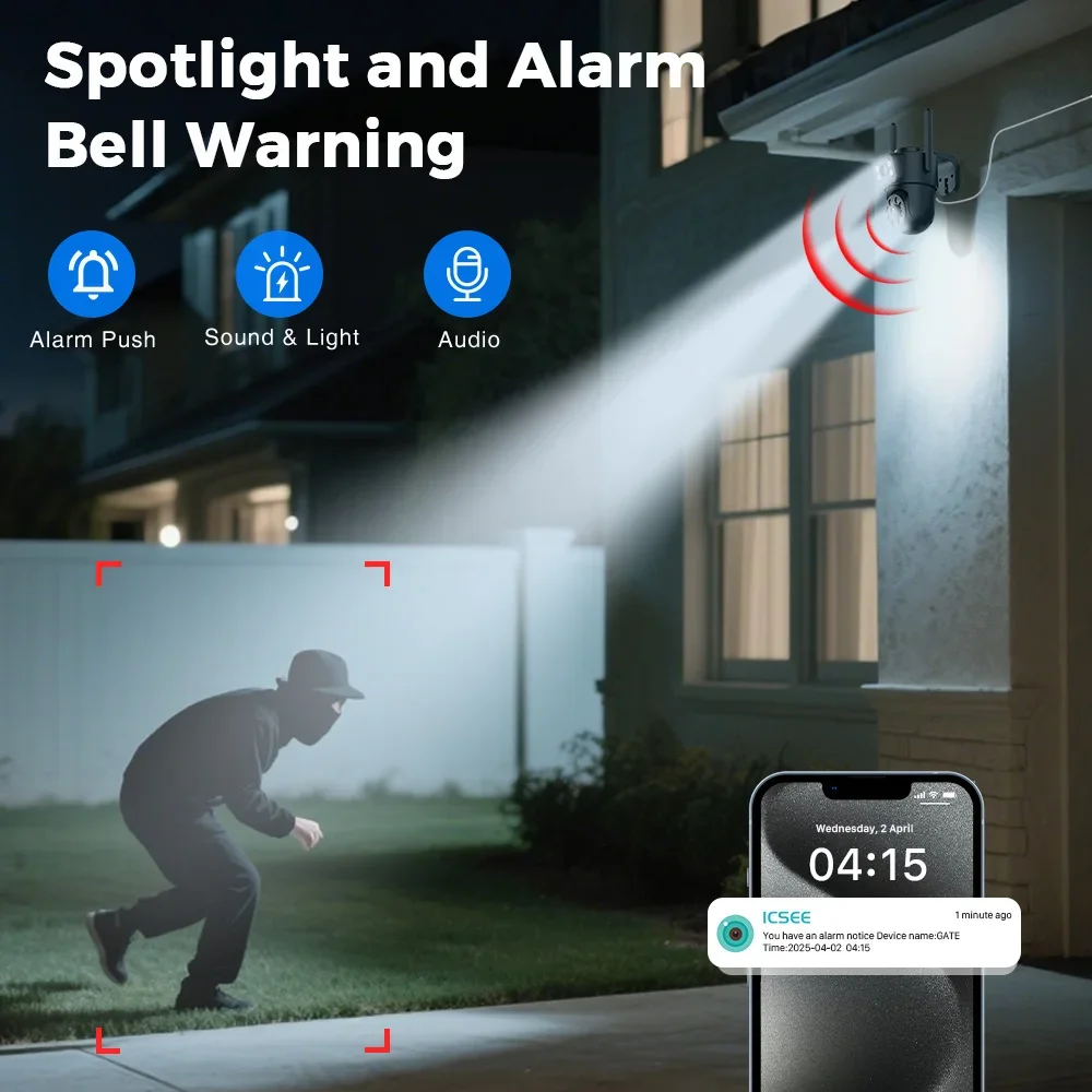 Cámara IP Wifi 4K de 8MP, lente Dual, pantallas duales, cámara de vigilancia en exterior, detección humana negra, visión nocturna, cámara de seguridad ICSEE
