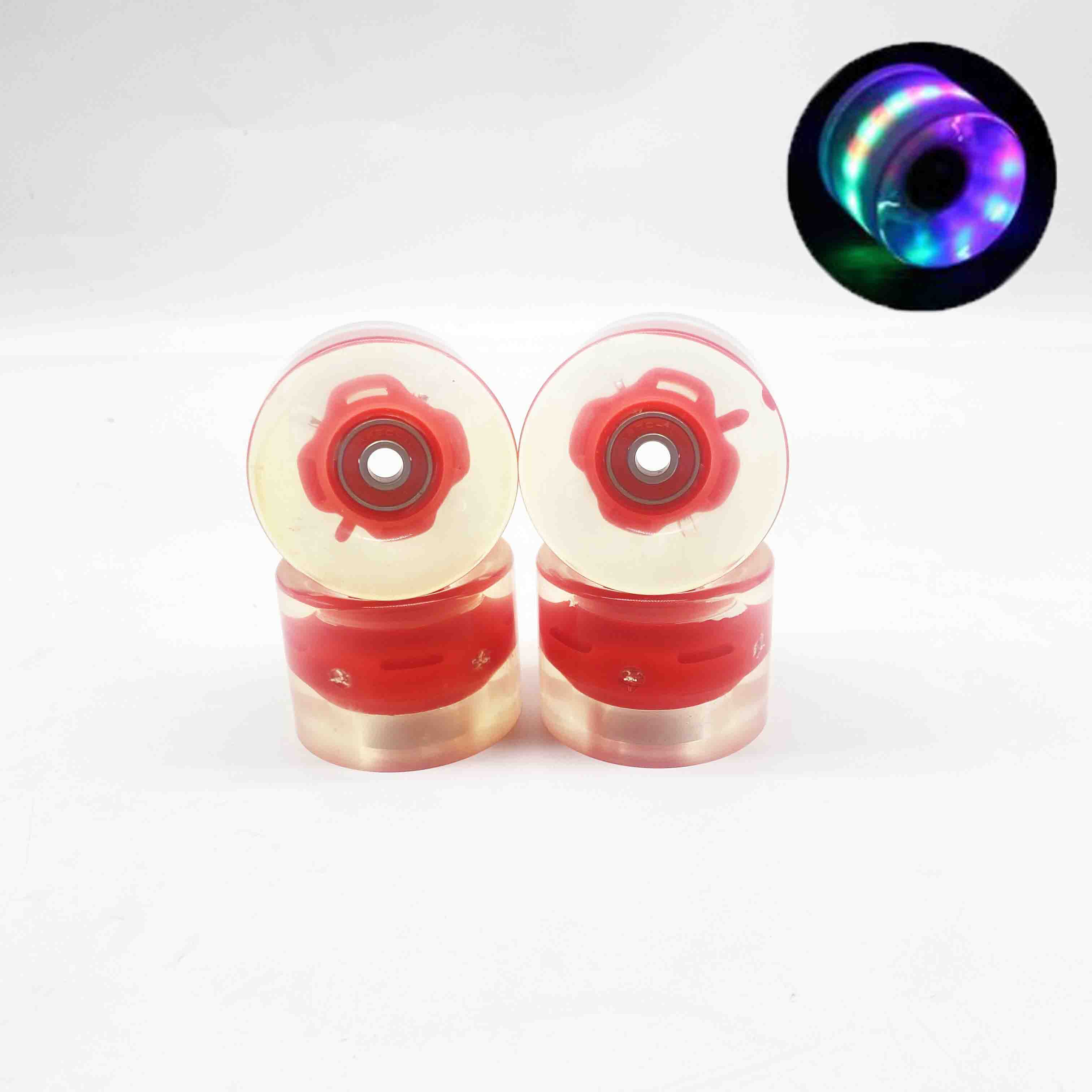 4 Stück 78A 60 * 45 mm LED-Blitzrolle Longboard-Rad DanceBoard Transparentes Skateboard-Rad PU-Doppelwippe-Blinkrad