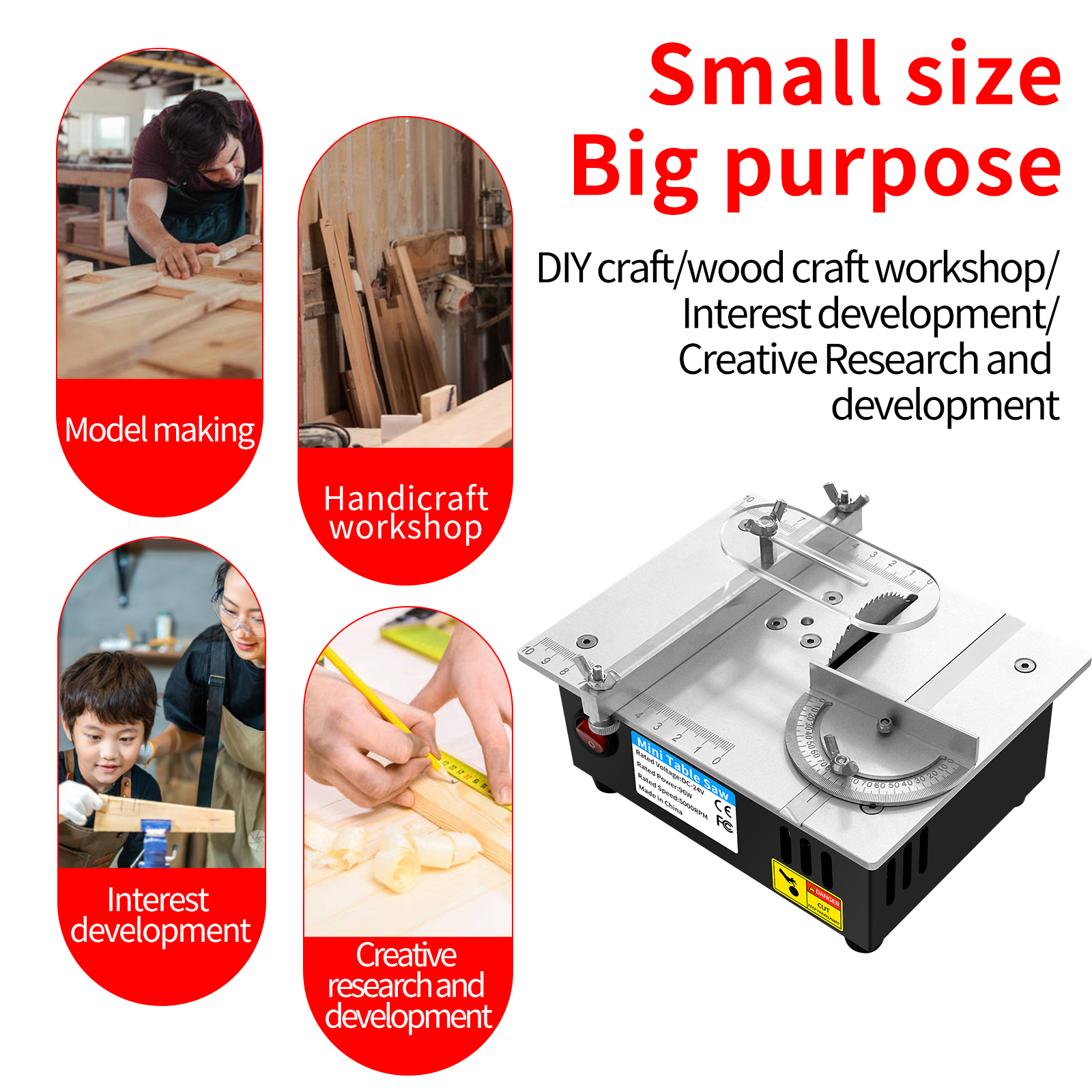 Mini Sierra de mesa eléctrica, sierra de banco pequeña, sierra de escritorio para casa, modelo de PC DIY, herramienta para hornear, torno de carpintería, hoja de 63mm