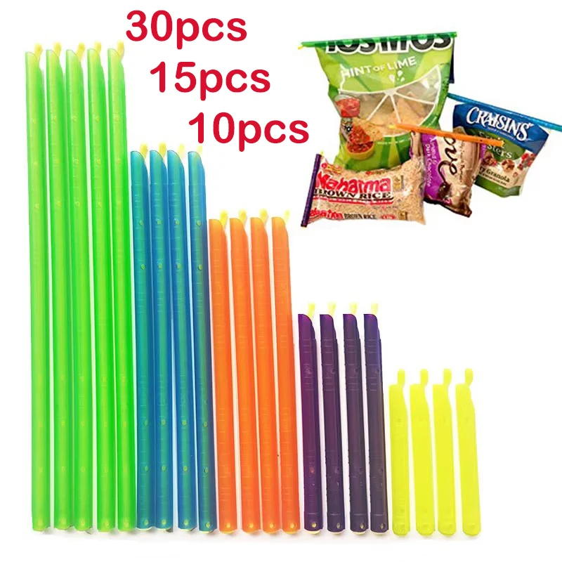 15 Chiếc/10 Set Túi Kẹp Thực Phẩm Ăn Vặt Túi Niêm Phong Kẹp Cói Dính Bảo Quản Thực Phẩm Máy Hàn Miệng Túi Có Thể Tái Sử Dụng Nhà Bếp storege Người Tổ Chức