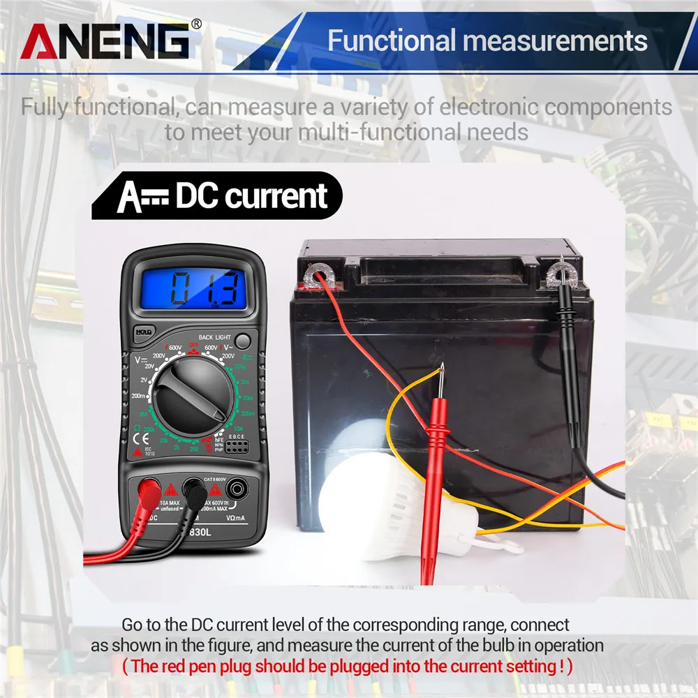 ANENG-multímetro Digital XL830L, medidor Esr, probadores eléctricos automotrices, Transistor Dmm, medidor de pico, medidor de capacitancia