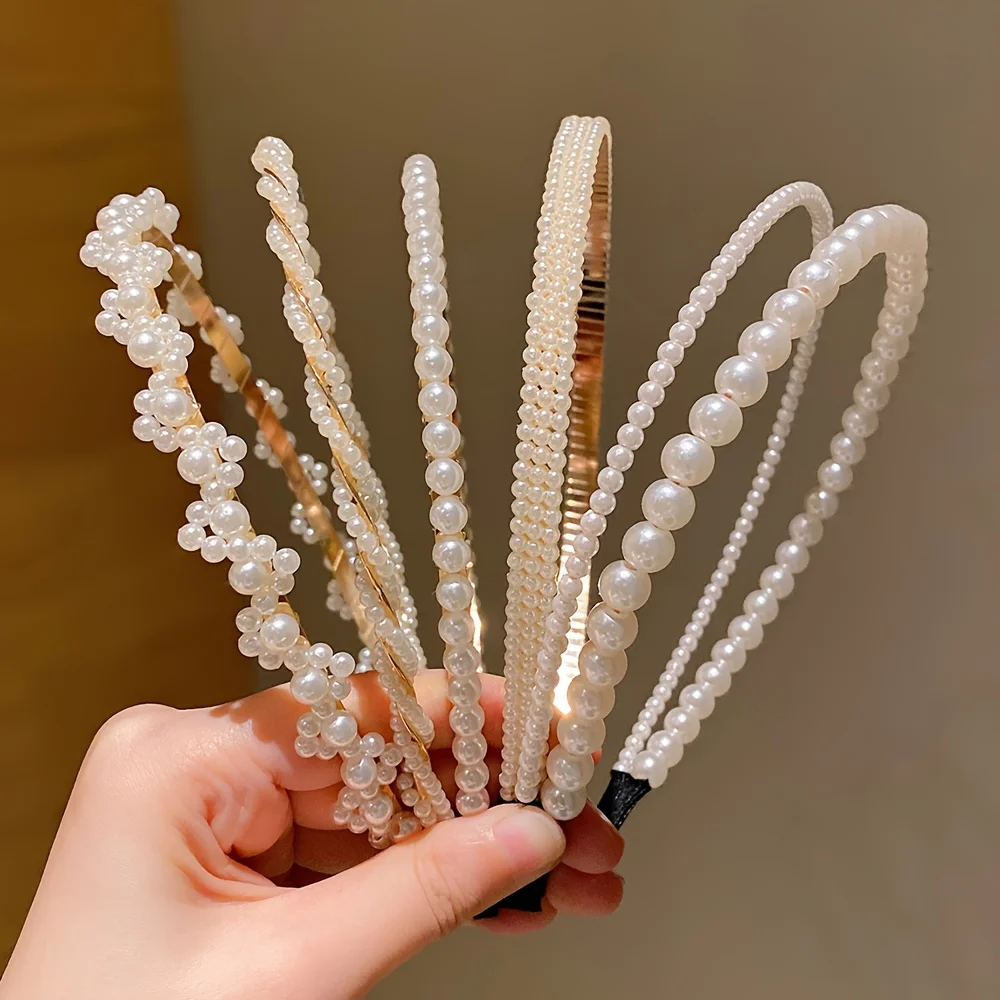 5-teiliger Prinzessinnen-Haarschmuck für Mädchen, Haarbänder mit Imitationsperlen für Kinder, Geburtstags-Haarnadeln, Baby-Blumenmädchen-Stirnbänder
