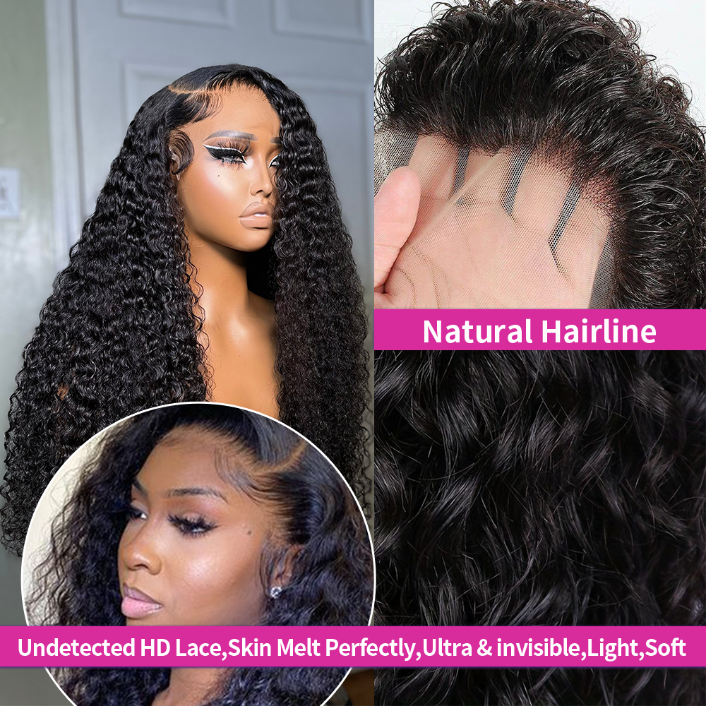 女性のためのブラジルの波状のかつら,黒い巻き毛のかつら,透明なレースのフロントウィッグ,高密度,13x6,40インチ