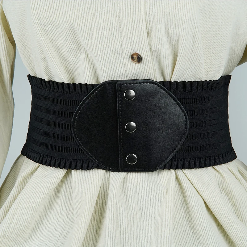 High Elastic Elastic Women's Belt Bohemian Elastic Pu Belt Women's Elastic Tight Waist Belt Jeans Dress Elastic Wide Belt