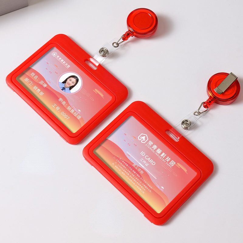 Kunststoff Brust ID Tag Mitarbeiter Arbeiten Pass Karte Abdeckung Hülse mit Clip Abzeichen Reel Büro Mitarbeiter Name Abzeichen Halter Protector fall