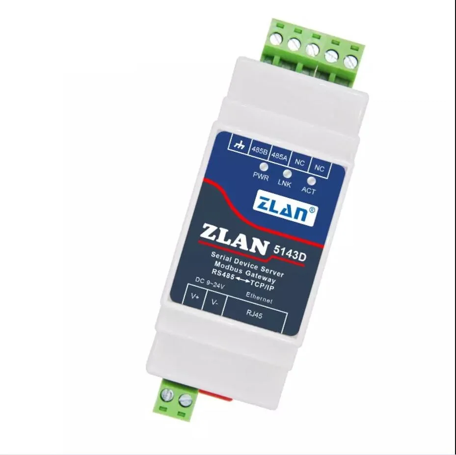 Convertidor de puerto serie a Ethernet Modbus RS485 DIN-Rail, transmisión transparente bidireccional entre RS485 y RJ45