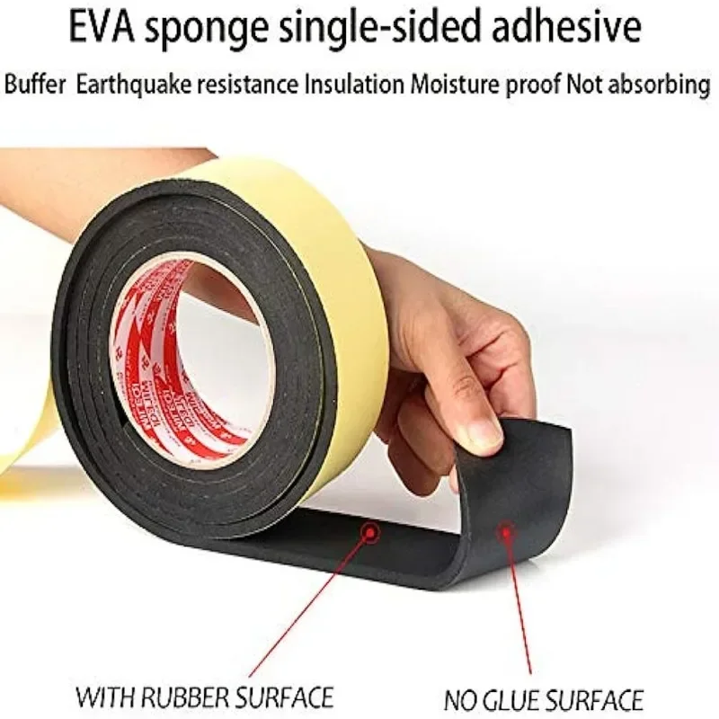 Esponja de goma negra para puerta y ventana, tira de sellado impermeable, insonorizada, autoadhesiva, almohadilla anticolisión, cinta de una sola cara de espuma EVA