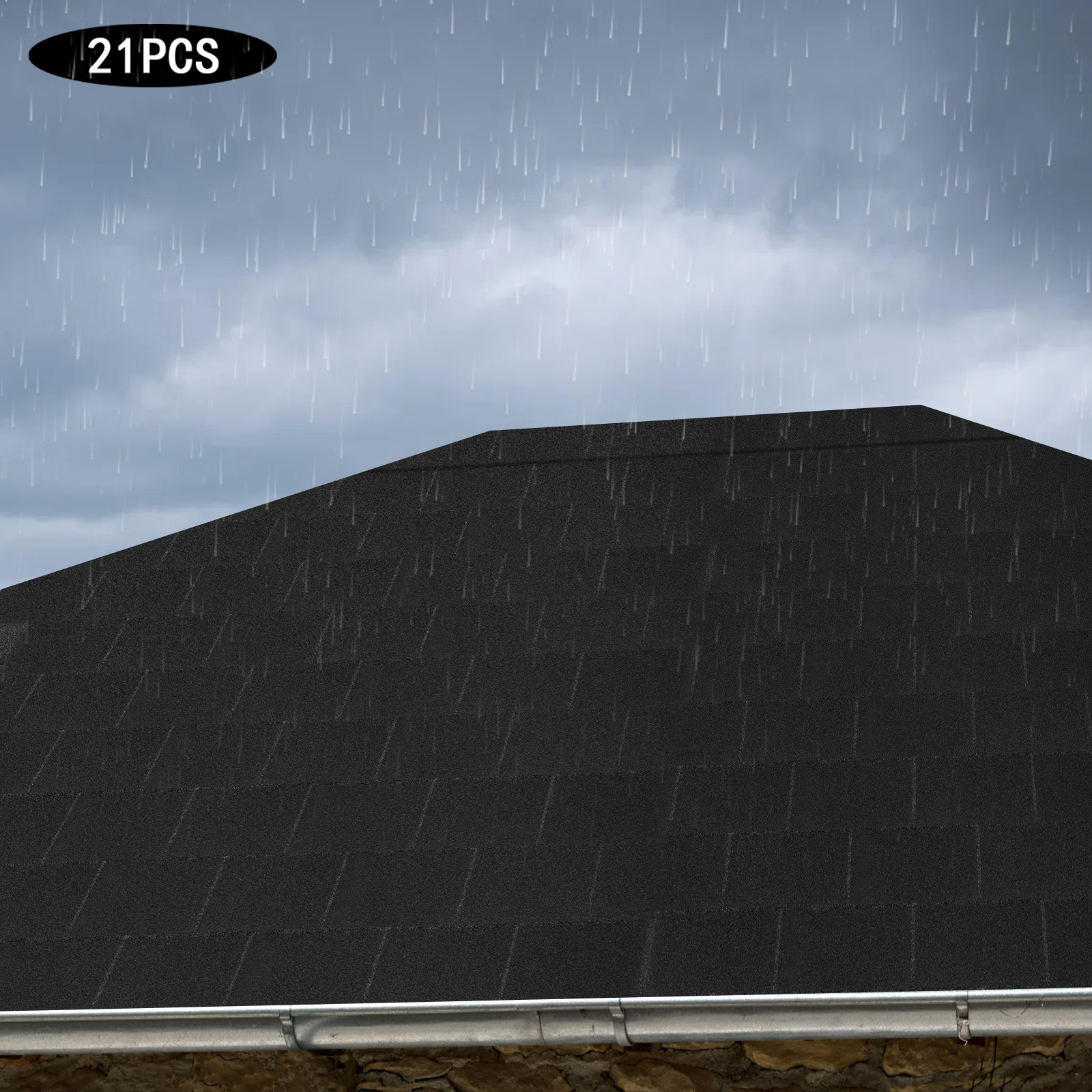 21 piezas de baldosas de asfalto de 100 * 33,3 cm con un espesor de 2,7 mm - Negro de carbón Negro