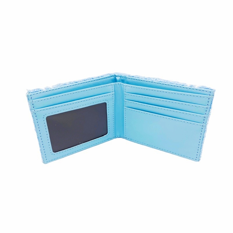 Cartera de moda de anime bordada con tela de toalla, tarjetero de identificación personalizado de diseñador