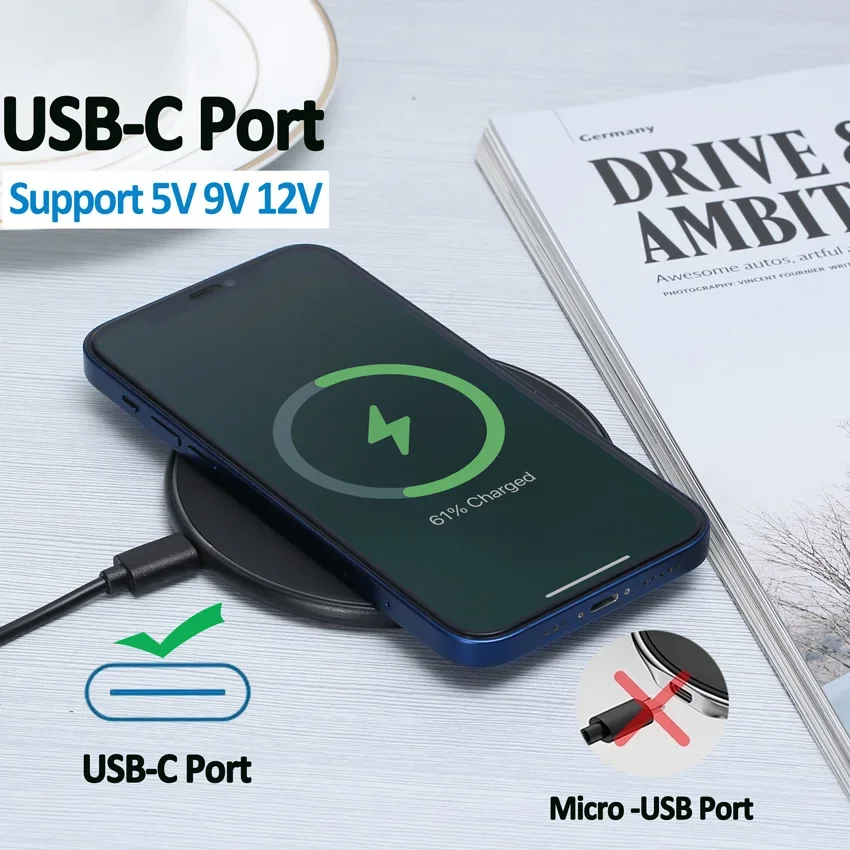 무선 충전기 USB C 고속 충전 패드 스테이션 빠른 충전 QC 3.0 iPhone 14 13 12 11 XS XR X 8 Samsung S22 S21 S20 S9