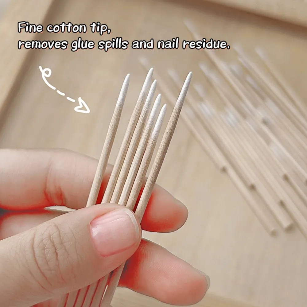 100/200/300/500 PCS ผ้าฝ้าย Swab ไม้ Handle ขนาดเล็ก Pointed TIP สําหรับ Eyebrow TATTOO Beauty Make-up เล็บไม้ Sticks 10 ซม.