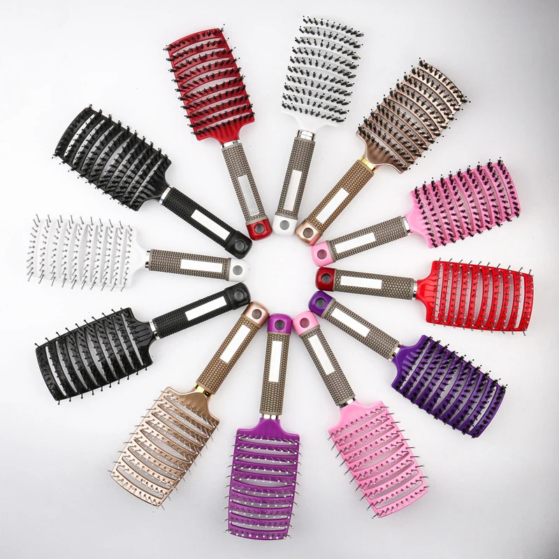 Pente profissional para salão de cabeleireiro, pente de massagem para couro cabeludo, escova de cabelo encaracolada e desembaraçadora para barbeiro, ferramentas de estilo