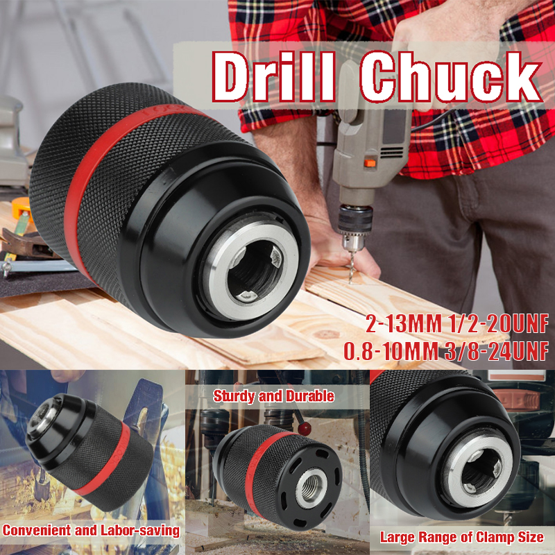 0.8-10mm 2-13mm Threaded Keyless Metal Drill Chuck Quick Grip Adapter Hex SDS Square Shanks Impact Screwdriver Tap Wrench Chucks