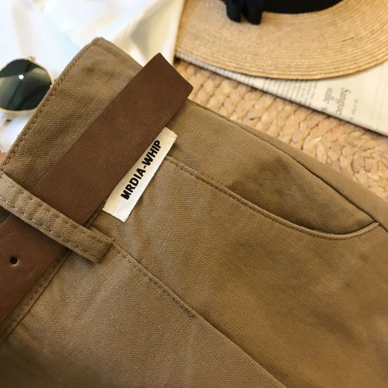 [Cinto de entrega] verão novo shorts de perna larga algodão fino a-frame shorts senhoras do escritório clássico solto casual shorts com zíper para mulher