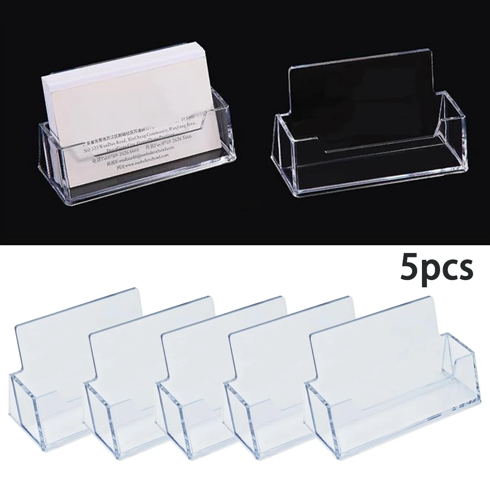 1/2/3/4/5/pcs Porta biglietti da visita Porta biglietti da visita da ufficio da tavolo Espositori in plastica trasparente Scaffale Scatola di immagazzinaggio Nuovo