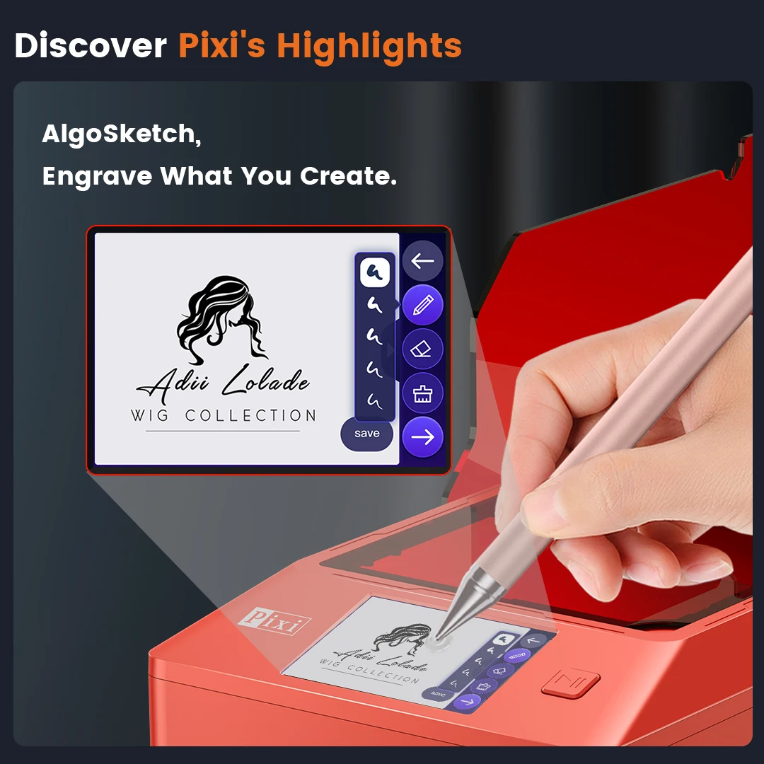 AlgoLaser PIXI Laser Engraver Smart Safe Simple with Height Adjustable Fully Enclosed Cover Diy Desktop Portable Engraver Cutter