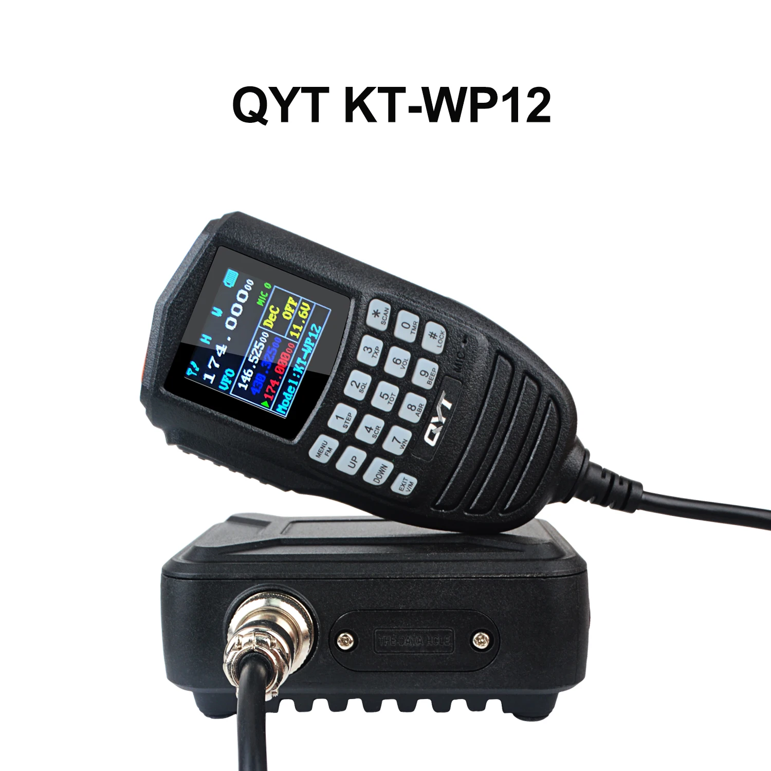La radio móvil más pequeña QYT KT-WP12 Mini compacta 25W 200Ch móvil VHF/UHF Radioaficionado aficionado de doble banda