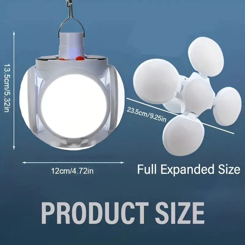 Torcia portatile pieghevole per esterni, solare/USB, lampadina da calcio a LED, per campeggio, escursionismo, pesca, serve, lampada di emergenza portatile