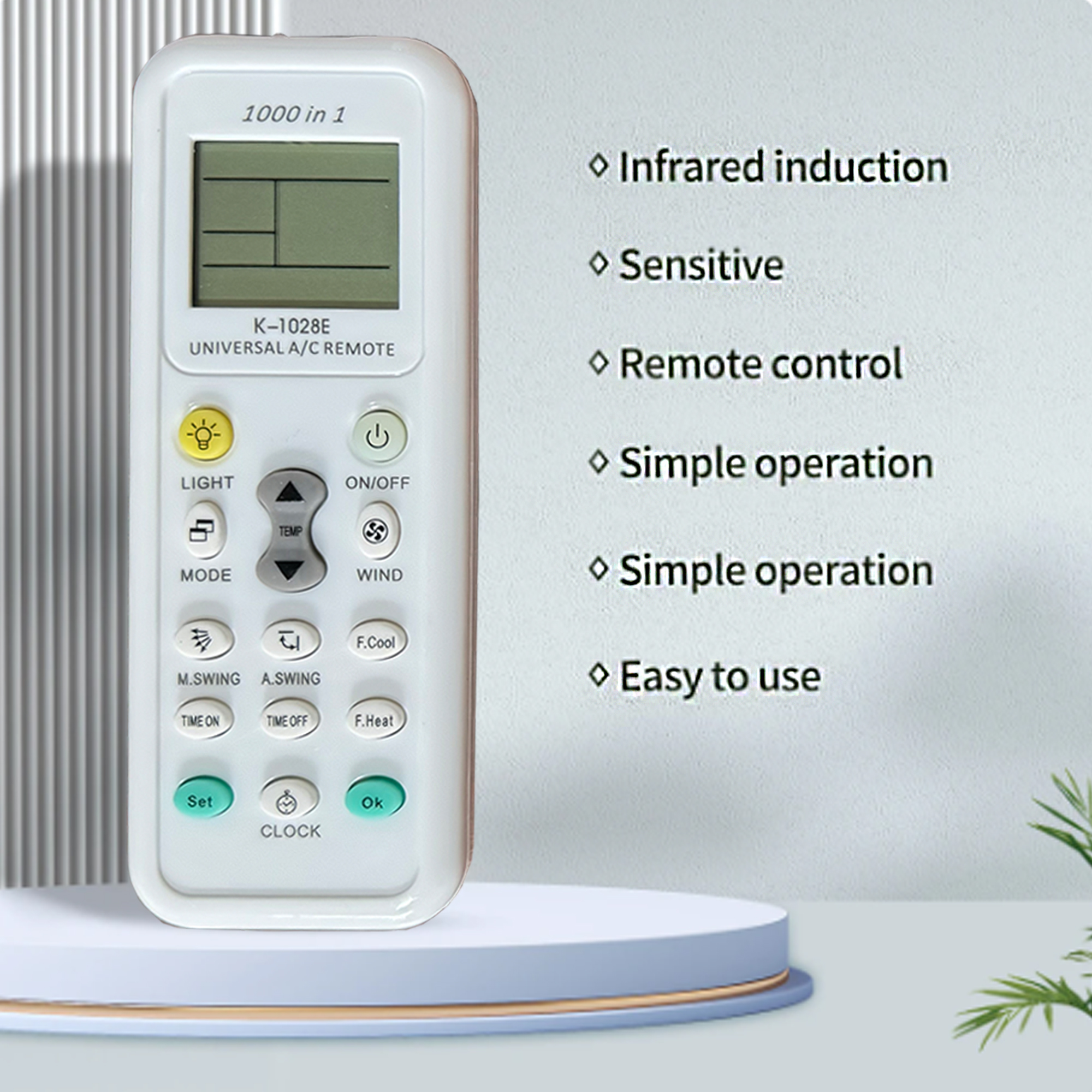 K-1028E Universal Air Conditioner A/C Remote Control,Fit for Haier, Geli,Hitachi, Panasonic, Sharp, Gree, Midea, Bosch, Tosh
