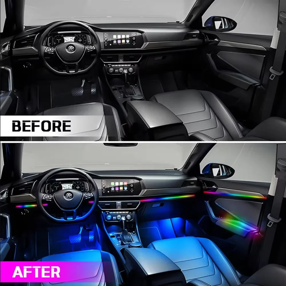 35/75/110cm led acrílico luz ambiente do carro rgb 64 213 cor sinfonia acrílico app streamer atmosfera lâmpada acessórios automóveis