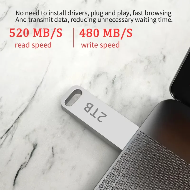 Новый USB 3.2 2 ТБ флэш-накопитель Высокоскоростной металлический U-диск TypeC Memory Stick Водонепроницаемый SSD-накопитель ПК Телефон Передача данных Портативный