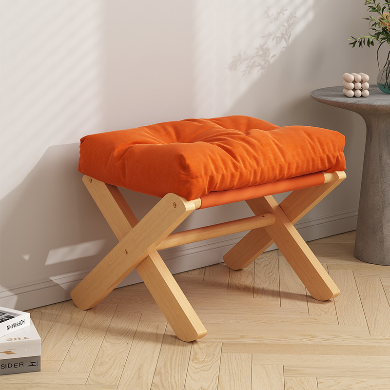 Foldable Sofa Foot Wood Stool Living Room Small Stool Storage Beech Wooden  Low Stool with Soft Breathable Cushion foot pedal