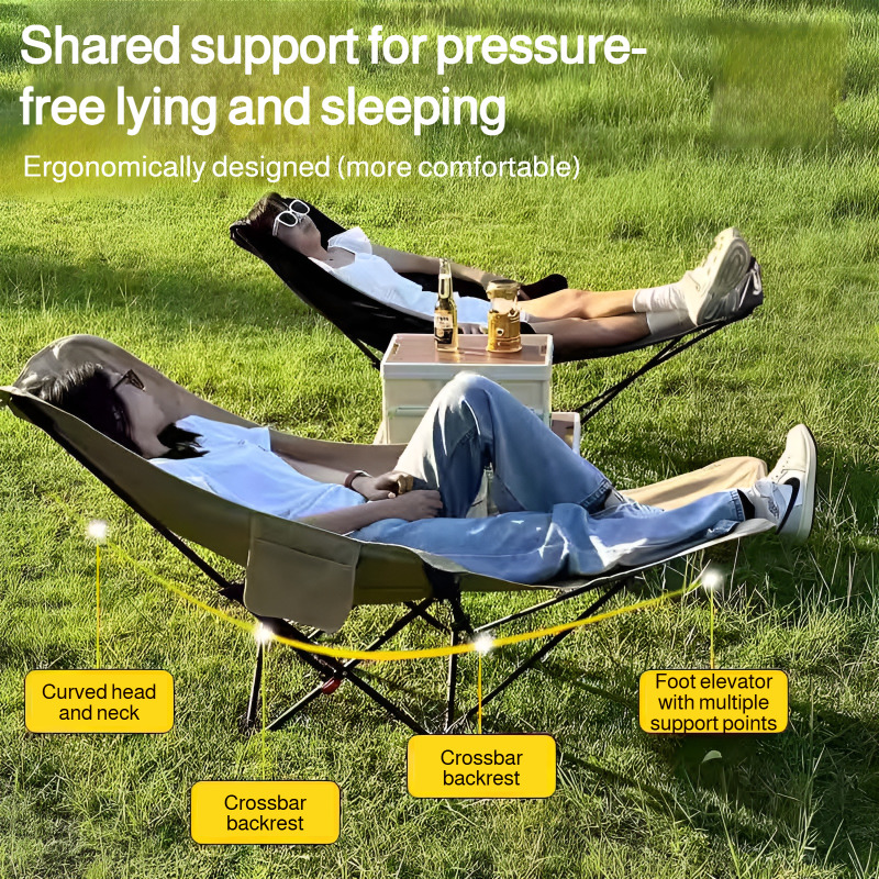 Outdoor Adjustable Folding Chair Picnic Camping Portable High Back Chair Folding Moon Chair High Back Adjustment Beach