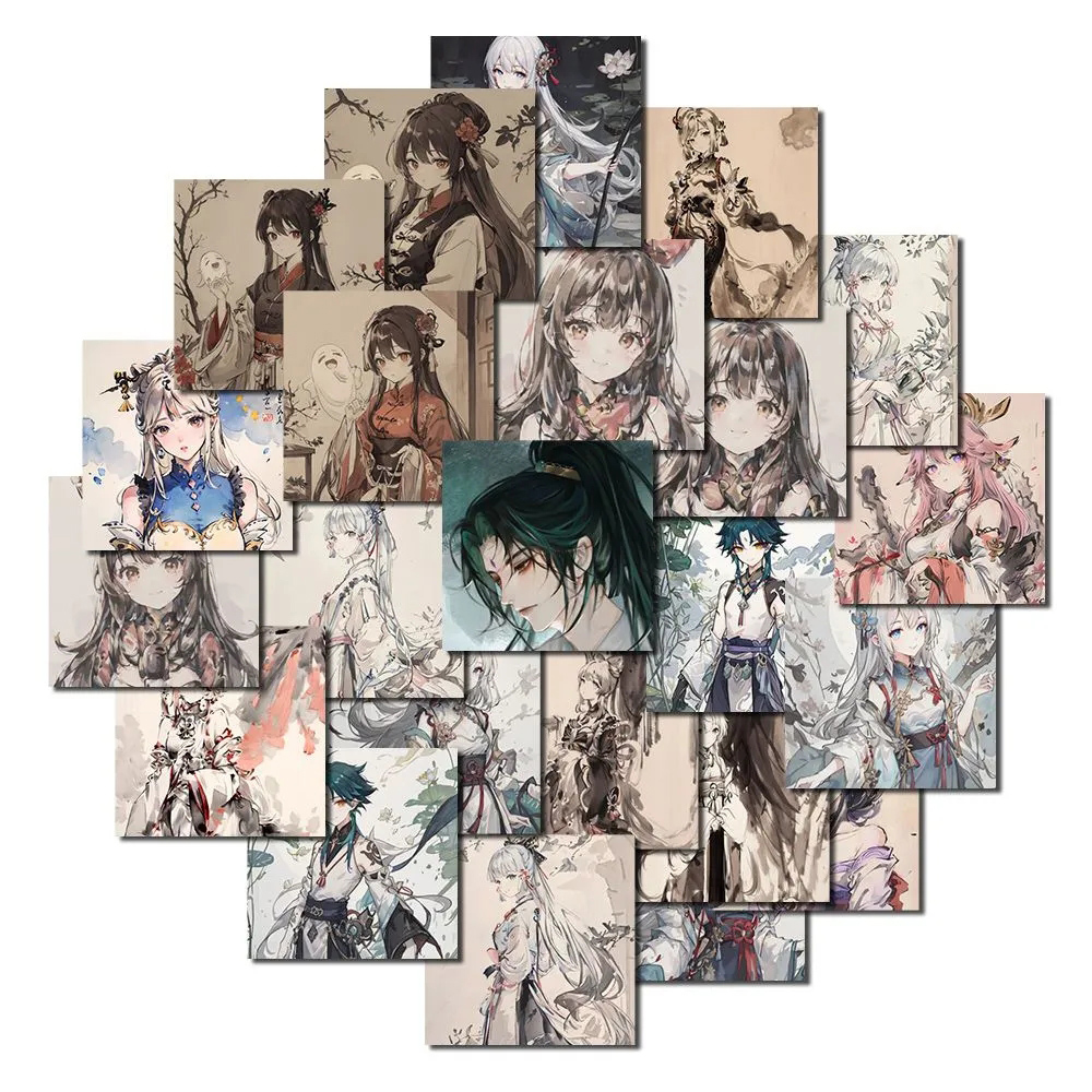 10/30/62 個ヴィンテージ漫画原神インパクトステッカーデカール装飾荷物スクラップブッキングラップトップ防水レトロゲームステッカー