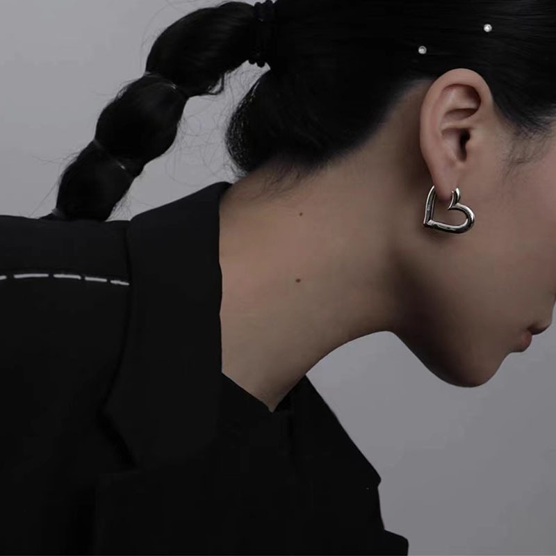 925 เงินสเตอร์ลิง Vintage Heart ต่างหูผู้หญิงอินเทรนด์ต่างหูเครื่องประดับป้องกันโรคภูมิแพ้ Party อุปกรณ์เสริม G