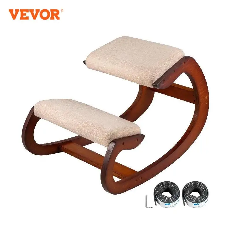 VEVOR Sedia ergonomica inginocchiata in Legno Naturale Laccato Variable Seduta ergonomica Marrone