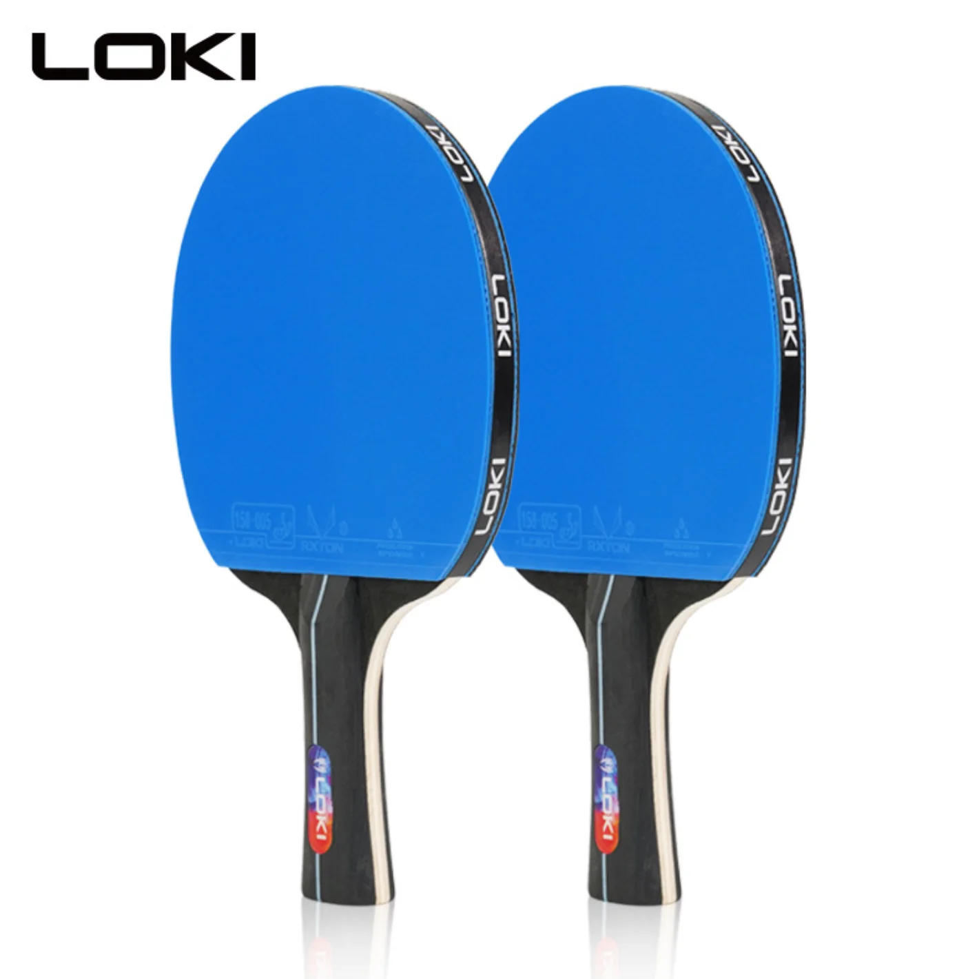 Rakieta do tenisa stołowego LOKI K5000 FL z długą rączką, do użytku domowego, z niebieską gumą do ping ponga.