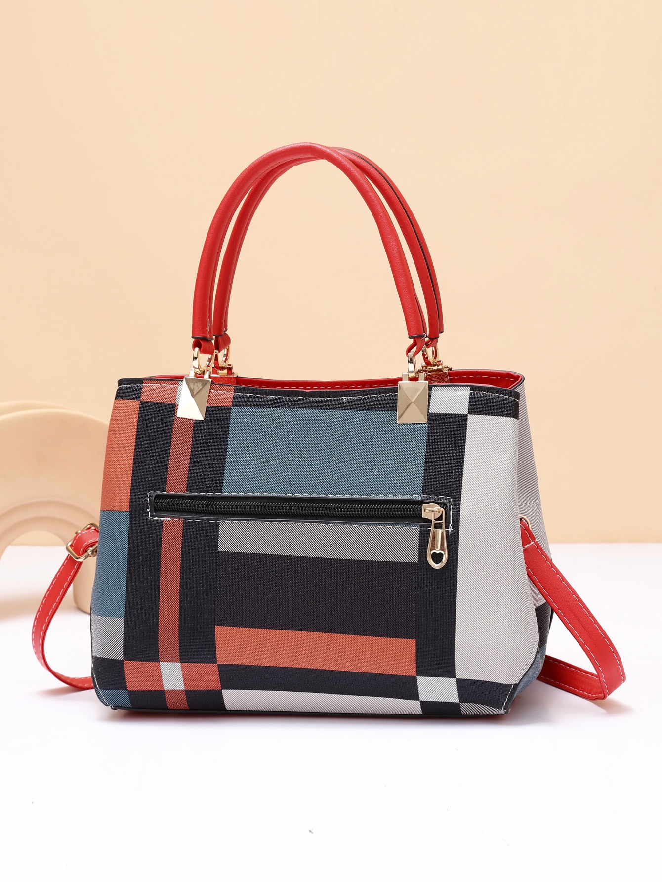 Nova bolsa de luxo para mulheres com design de grade aleatória, bolsa de ombro elegante, bolsa feminina