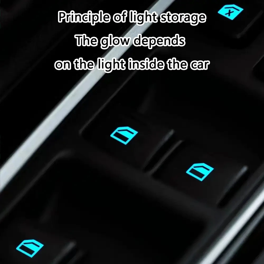 Pegatina de botón de función de coche, pegatina de botón de interruptor fluorescente, pegatina luminosa impermeable, interruptor de elevación de ventana