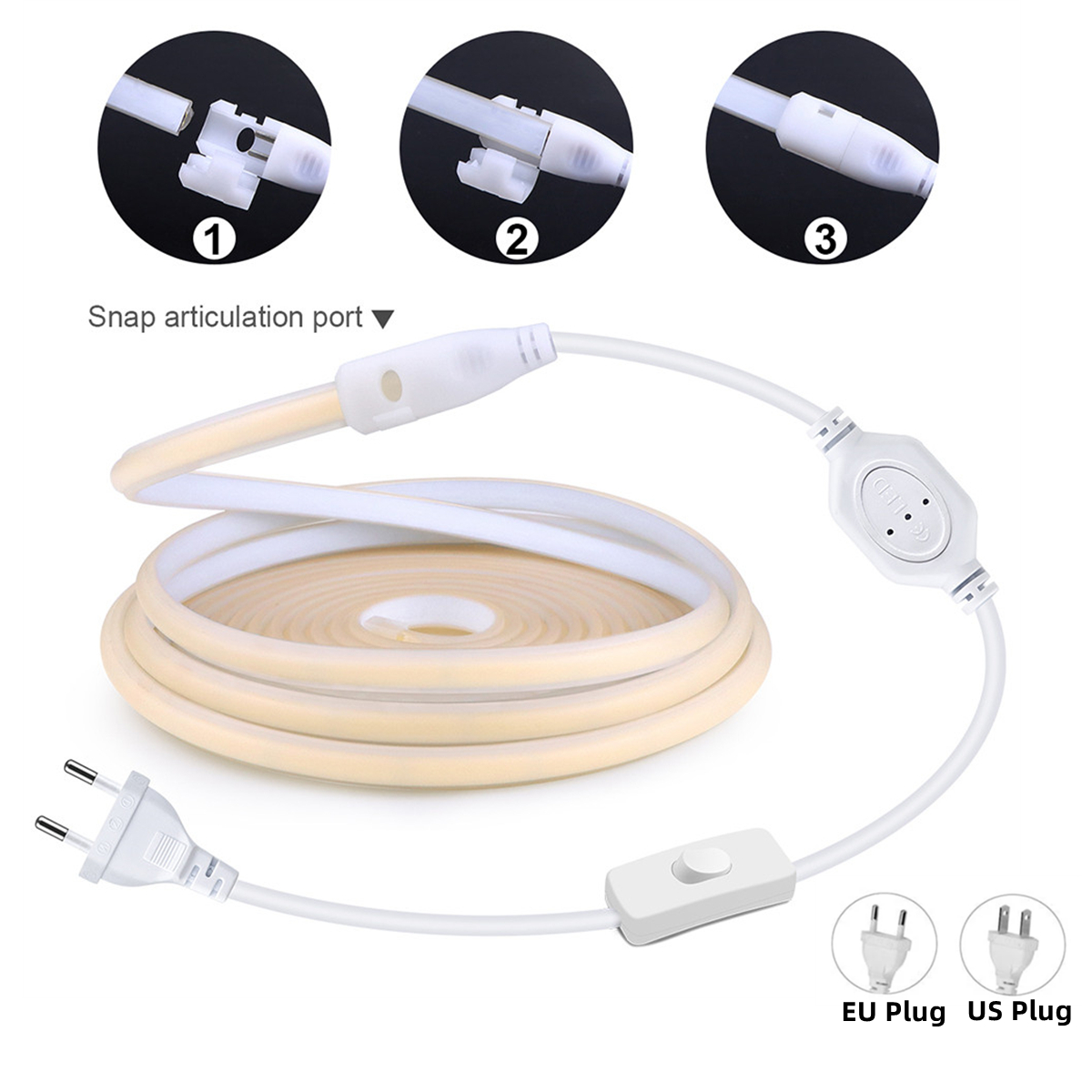 10M 5M 3M COB LED Light Strip 220V IP65 Waterproof Diode Tape 288LED/M High Lumen Neon Tube Lamp Tape Kitchen Closet Backlight