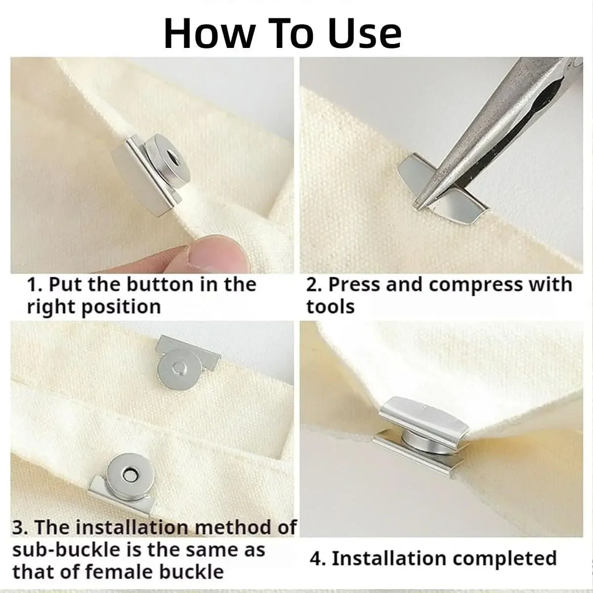 5 쌍 스냅 버튼 토트 백, 의류 및 DIY 공예품, 바느질이 필요 없는 클립 클로저용 금속 이음매 없는 자기 버클 걸쇠