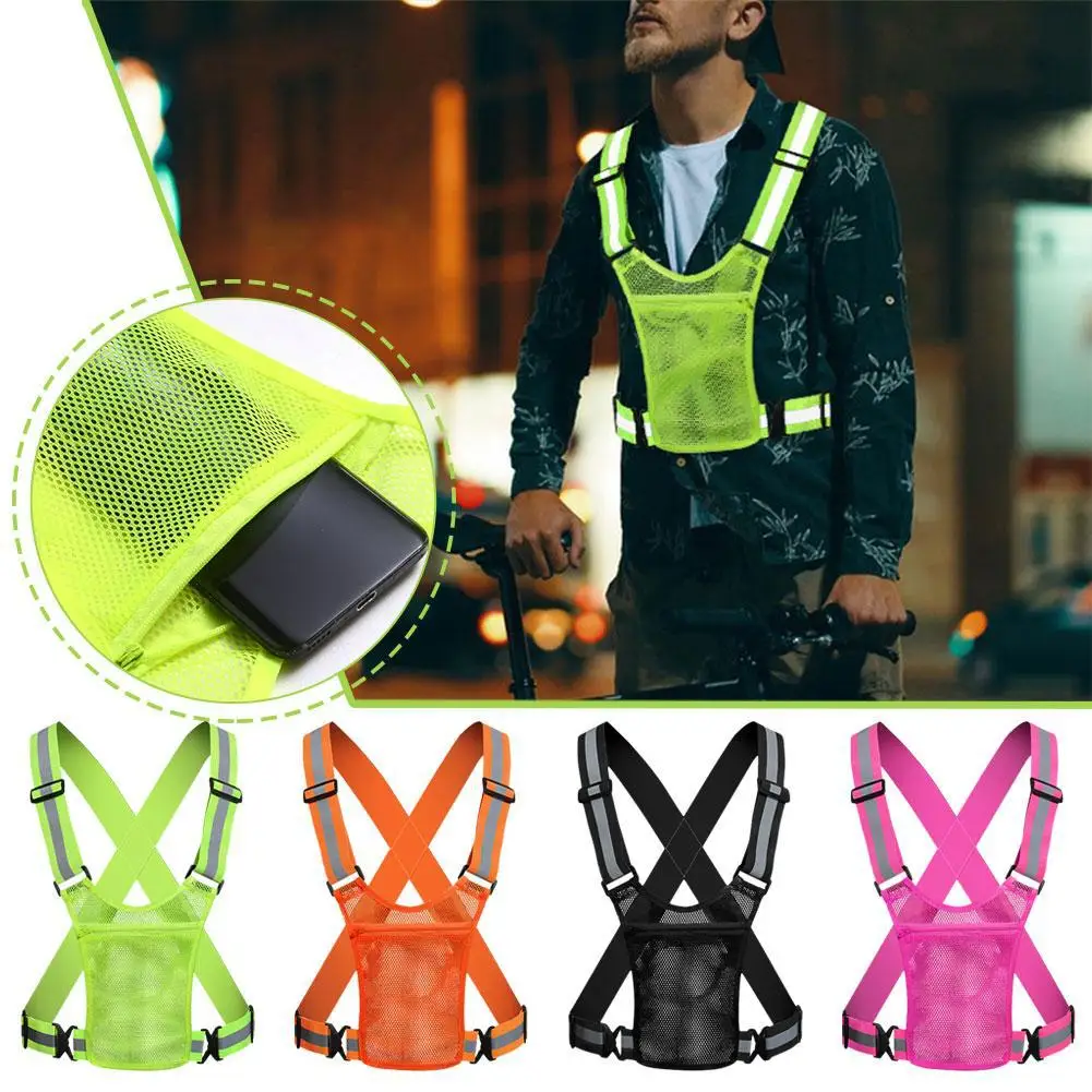 Chaleco de seguridad ligero Unisex de alta visibilidad, 4 colores, con bolsa de almacenamiento, construcción nocturna, ciclismo, tráfico, correr y trabajar