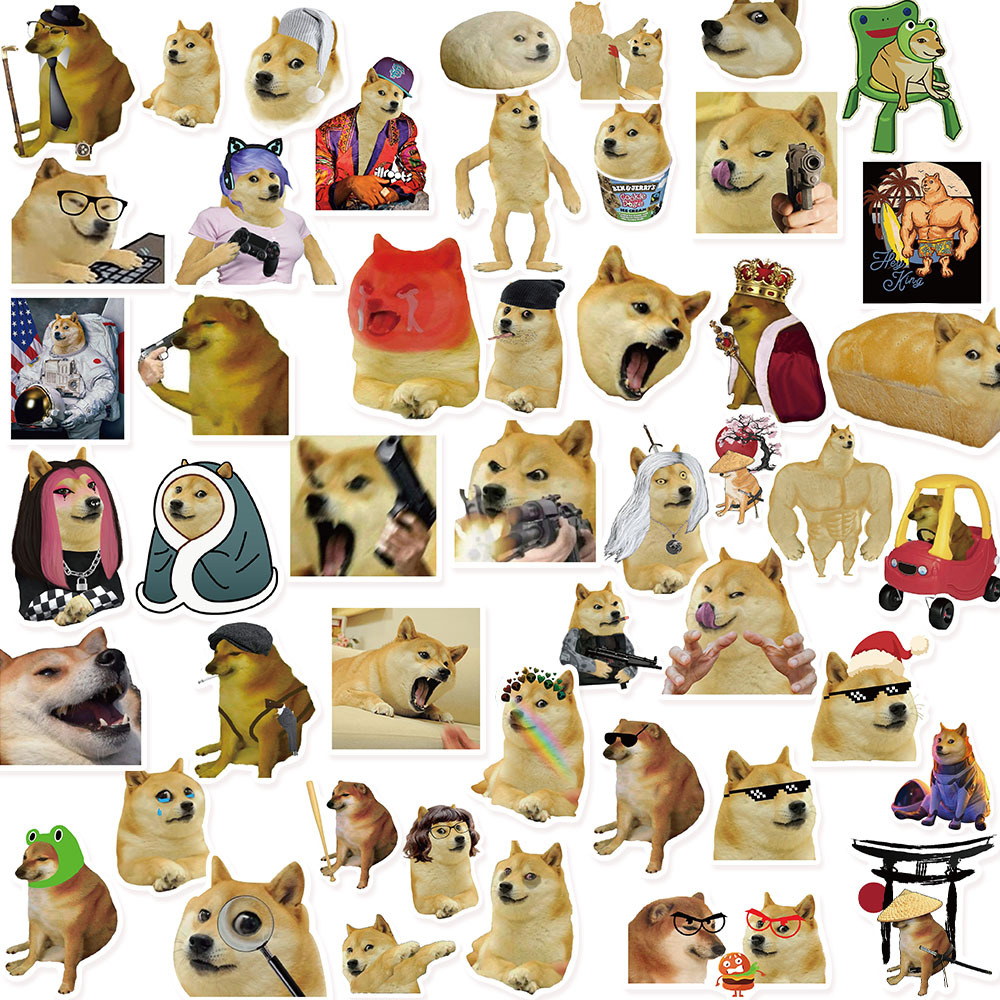 50PCS Creative European and American Emojis, Worry Dog Fun Dog Series Stickers, Notebook Adhesive Stickers
