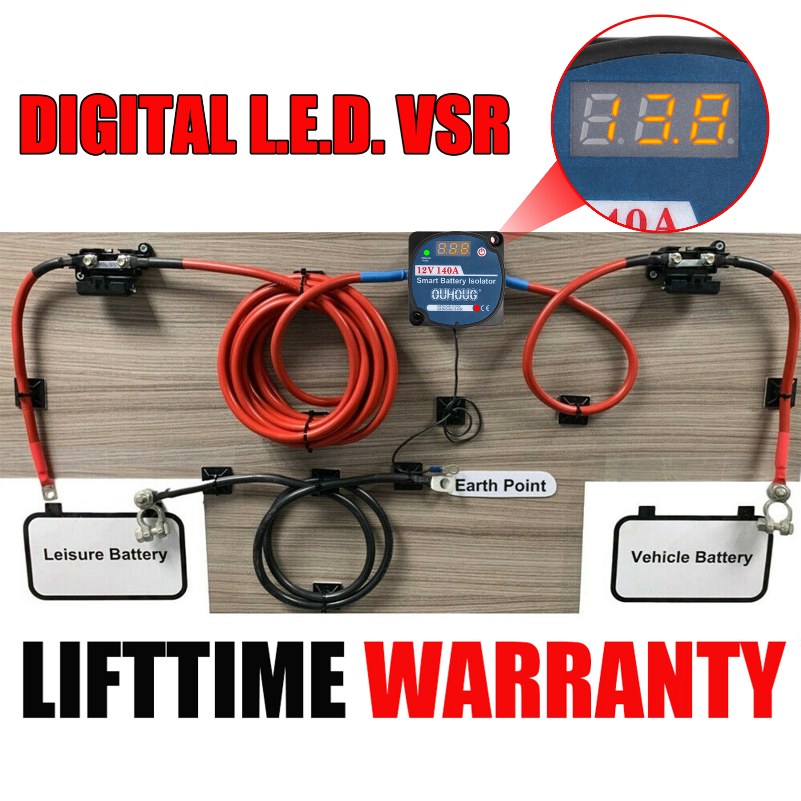 3/5/7/10M Advanced Voltage Sensitive Split Charge Relay Kit w/ Fuse Box 12V 140A For VSR Camper Van