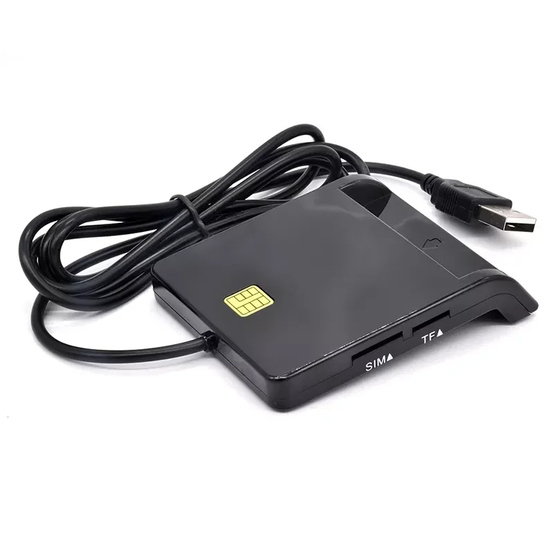 Multifunctionele ID-kaartlezer Zwart Smart Tax Return Bank ID-kaartlezer Sim-telefoonkaart Smart Chip Reader LED-indicator