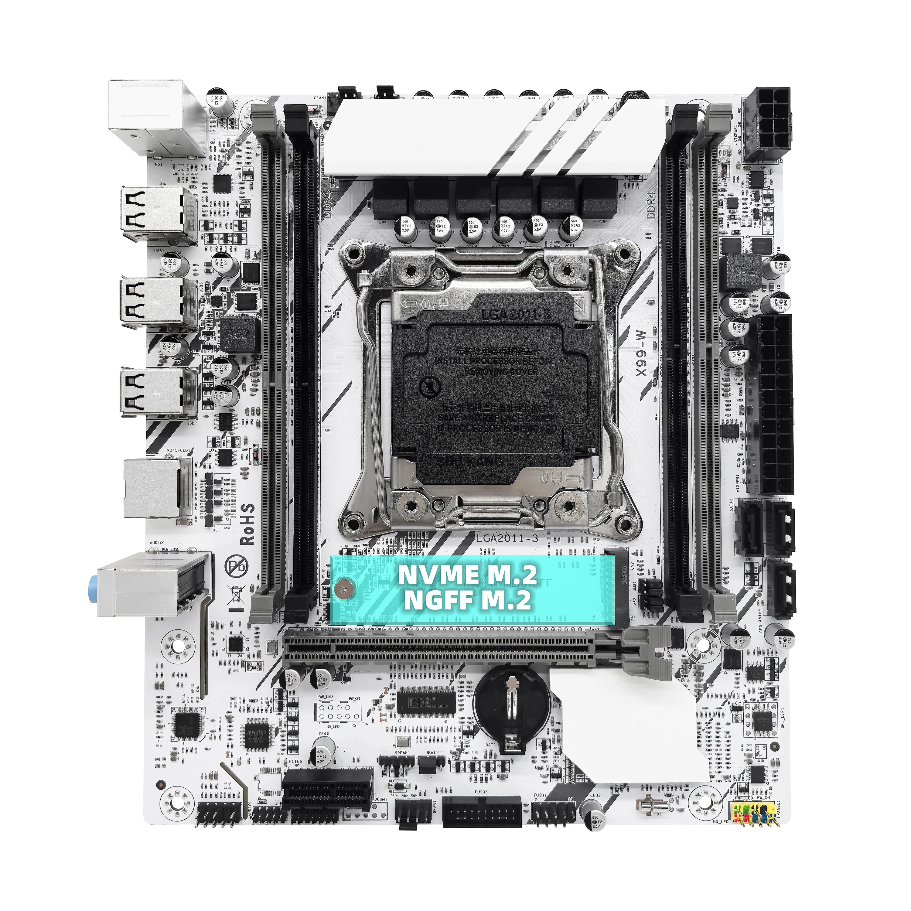 ZSUS X99-W Motherboard Set Kit With LGA2011-3 Xeon E5 2680V4 CPU DDR4 16GB (1*16GB) 2133MHZ RAM Memory NVME M.2 SATA