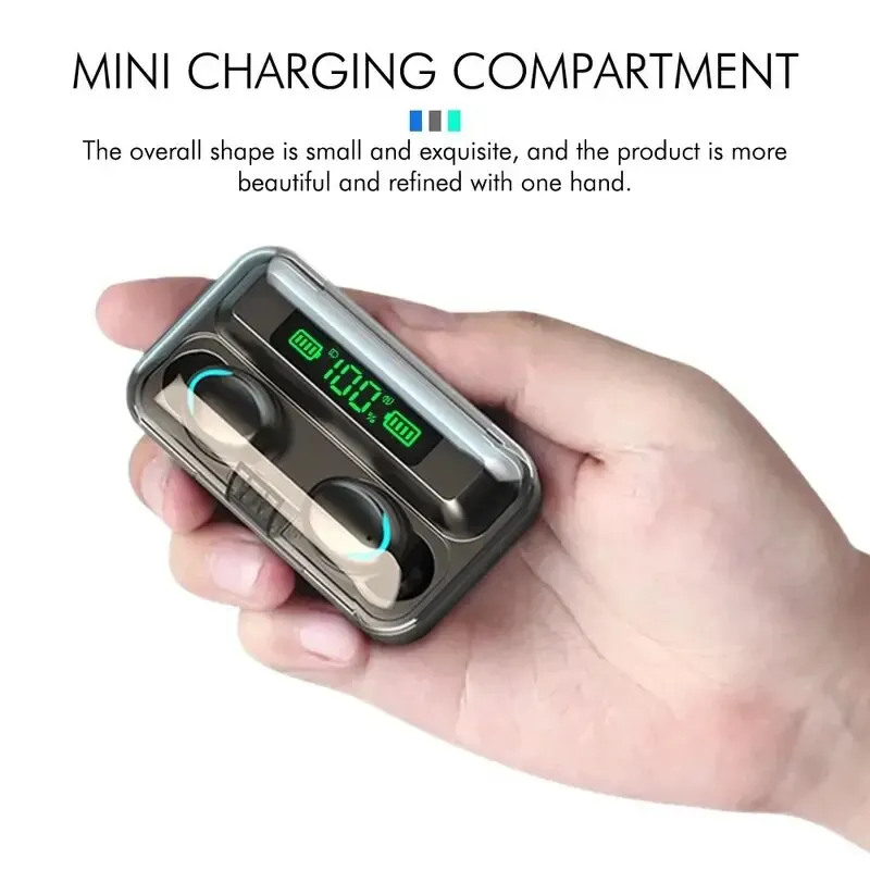 F9 cuffie Bluetooth Wireless Tws auricolari impermeabili auricolari Display digitale custodia di ricarica Heaset di grande capacità