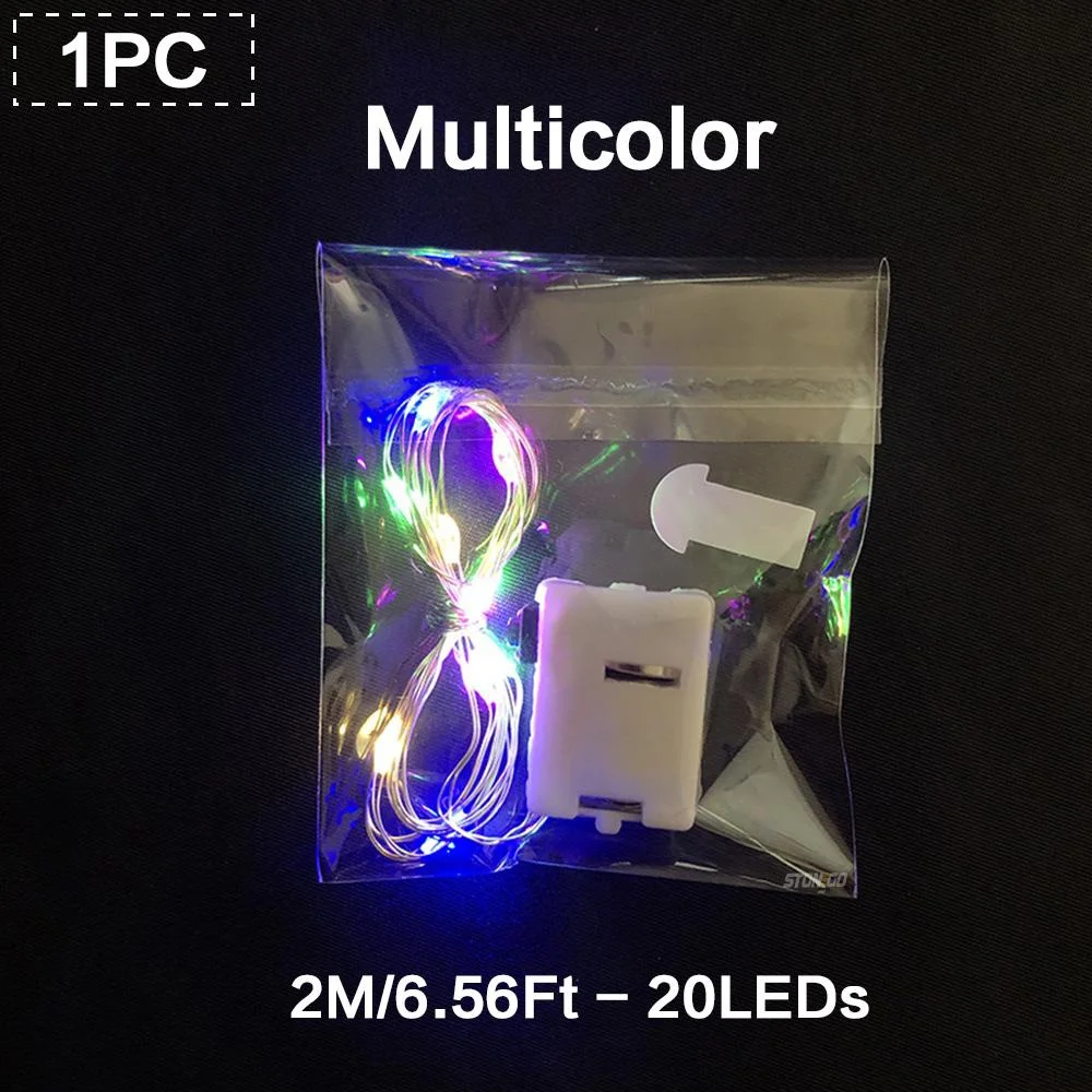 Luzes LED a pilhas, Fio de cobre, Luz de garrafa, Presente, Flores, Decoração de casa, 1m, 2m