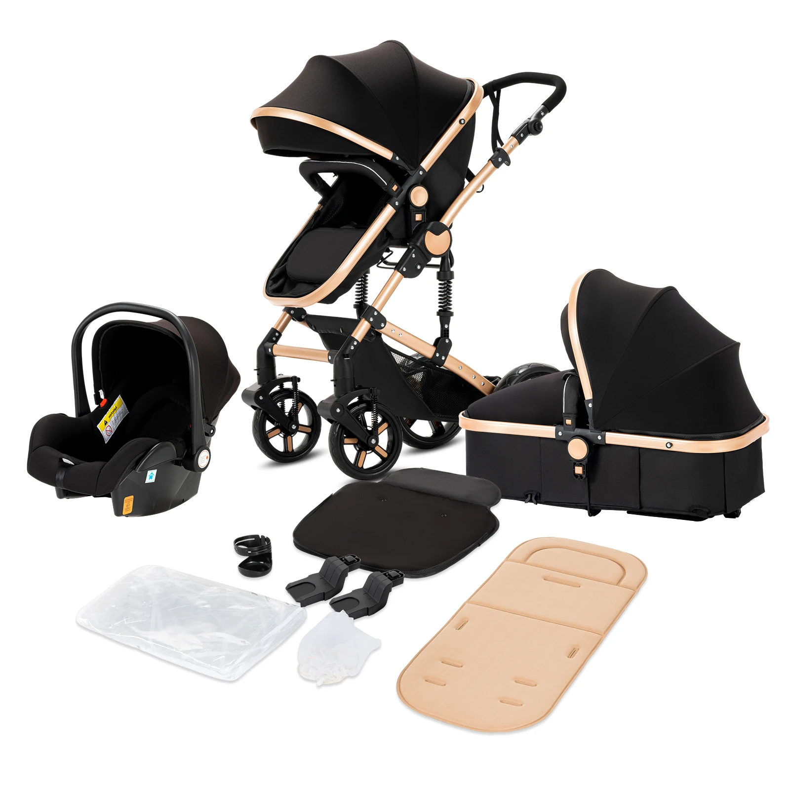 Cochecito de bebé 3 en 1, sistema de viaje, cochecitos para recién nacidos, cochecito, asiento de coche, cochecito de bebé ligero de paisaje alto