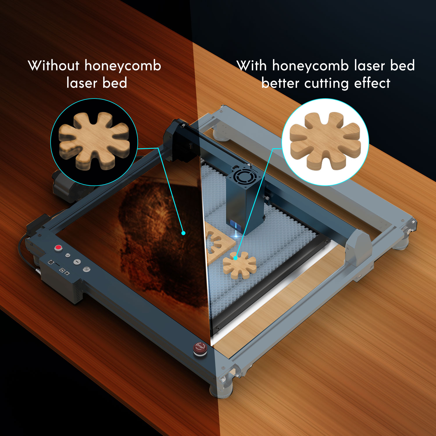 Laser Cutting Aluminum Panel Honeycomb Working Table for CO2 or diode Laser Engraver Cutting Machine 500x500x22mm