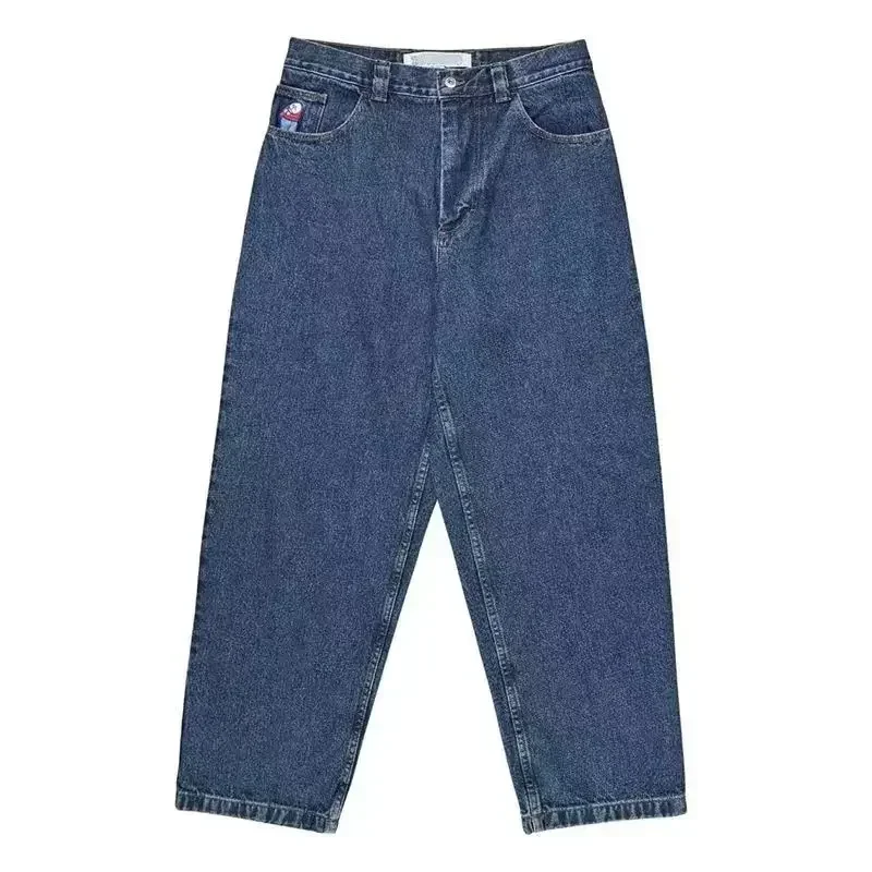 Polar Big Boy Y2K Pants Hip Hop Cartoon Streetwear Jeans Embroidery Retro Blue Baggy Jeans Mens Womens High Waist Wide Trouser