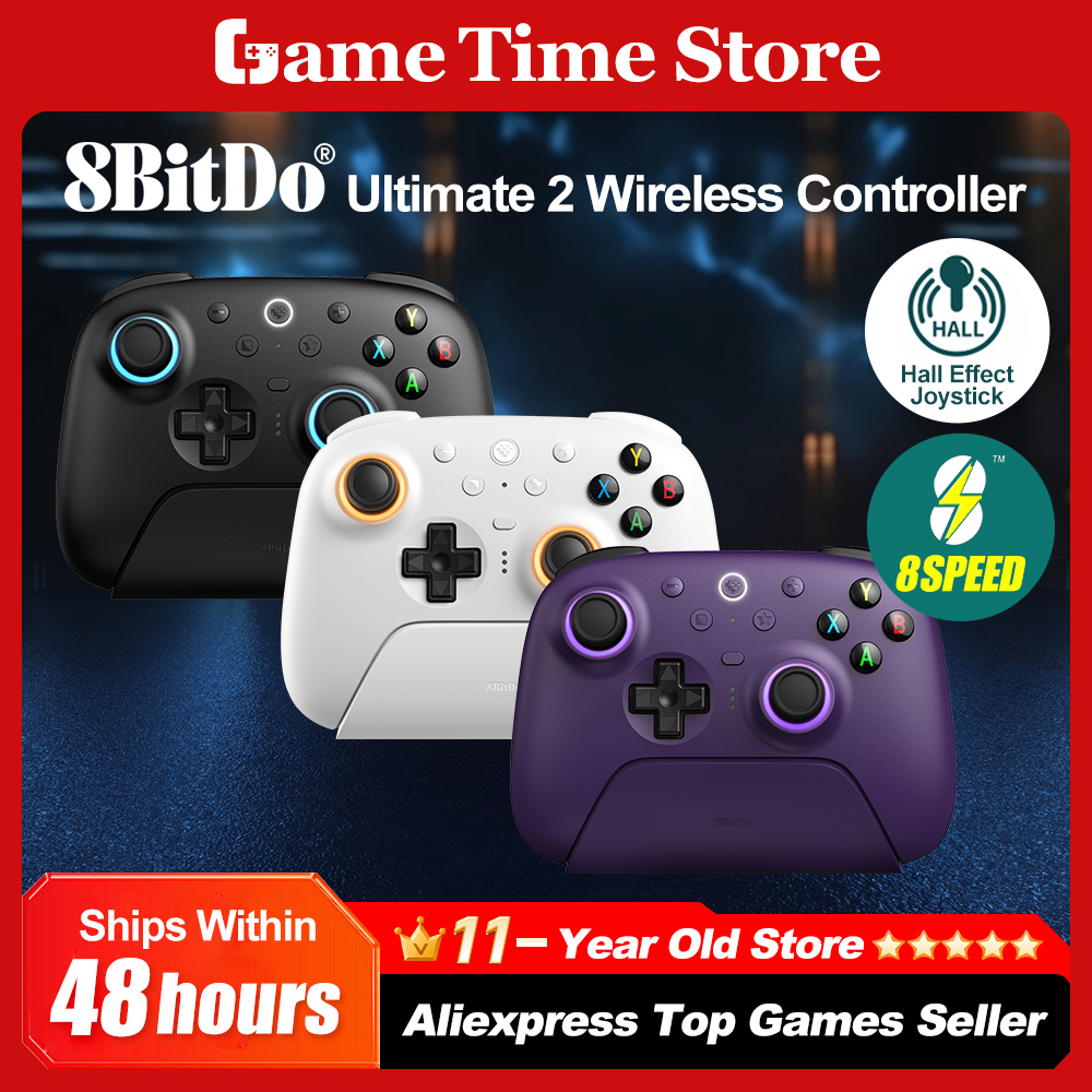 Беспроводной контроллер 8BitDo Ultimate 2, геймпад с 8-скоростной эксклюзивной технологией, TMR RGB-подсветка, джойстики для ПК Android